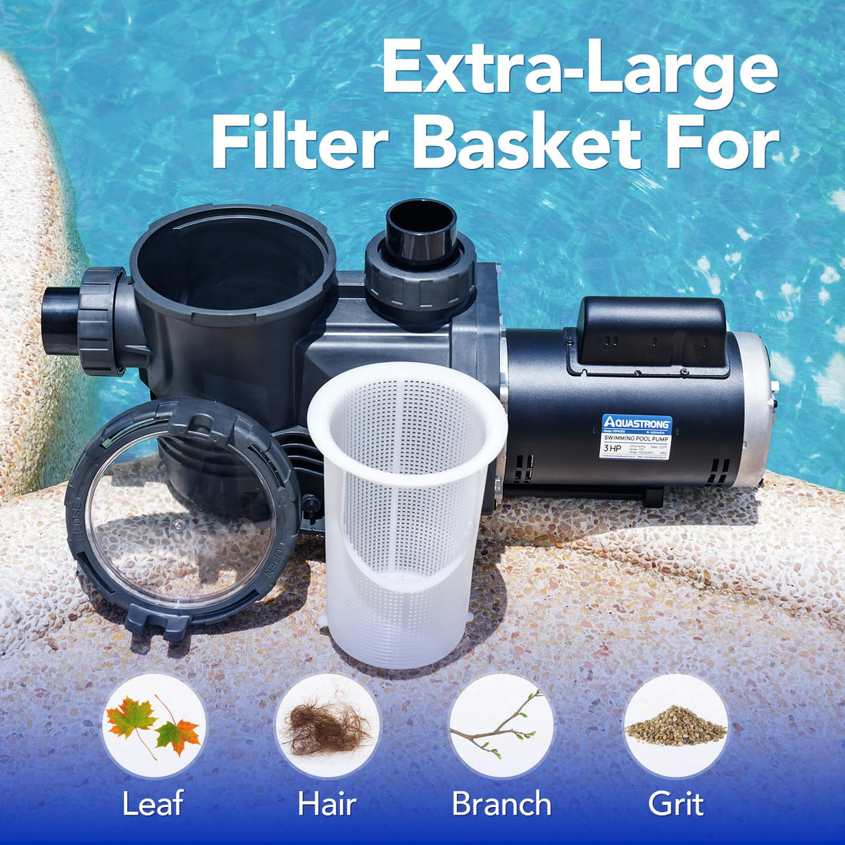 AQUASTRONG light grey housing indicating versatile pool compatibility