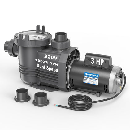 AQUASTRONG pool pump with pure copper motor close-up showing durable, efficient performance