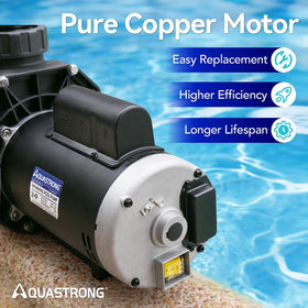 AQUASTRONG pump including a filter basket to trap debris.