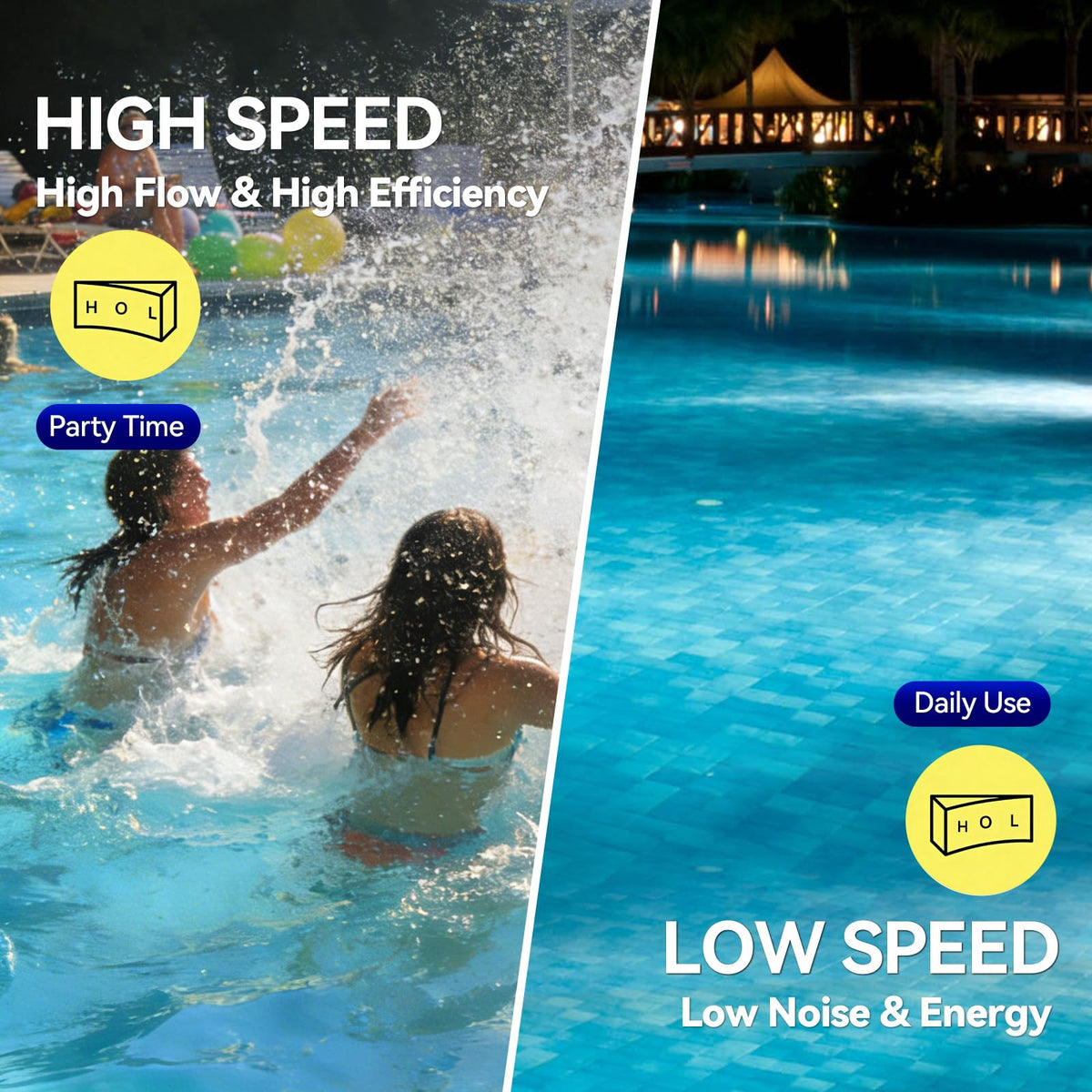 High-flow AQUASTRONG pump delivering up to 8586 GPH for fast cleaning.