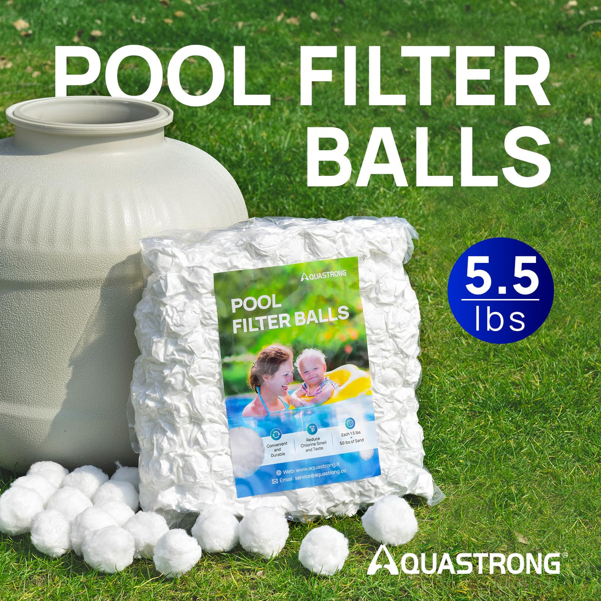 AQUASTRONG replaces 180 lbs of sand with a compact, easy-to-handle option