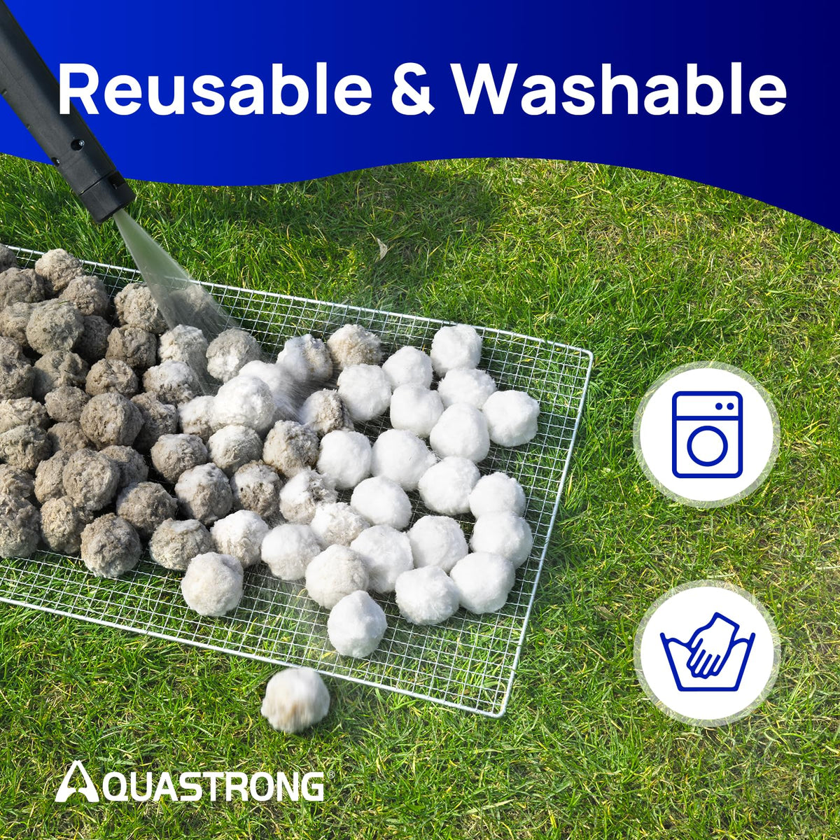AQUASTRONG reusable filter balls ready for second life in a pool system