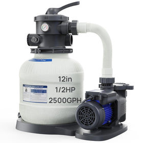 AQUASTRONG sand filter pump, pool side view, strong circulation for up to 9,000 gallons