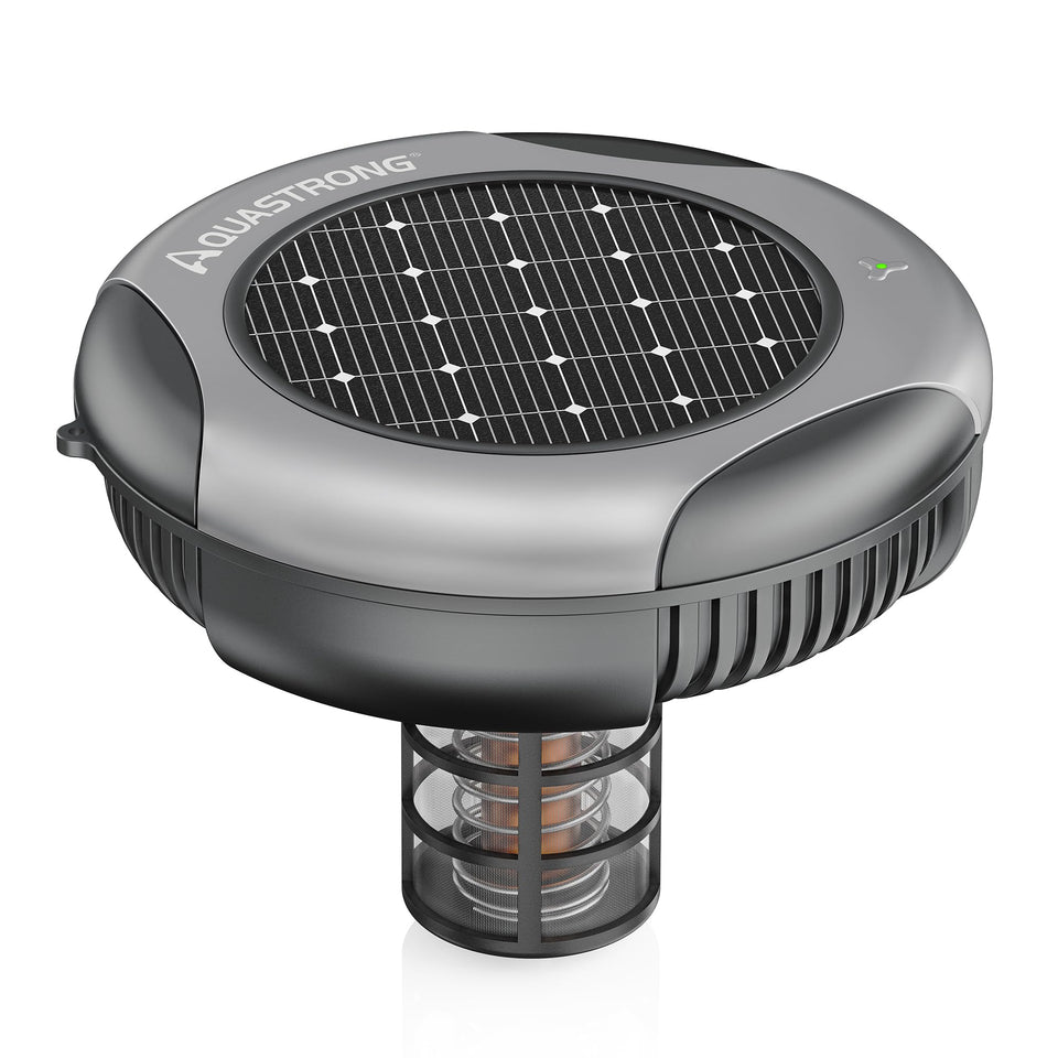 AQUASTRONG solar ionizer for 50k-gallon pools boosts clarity with solar power