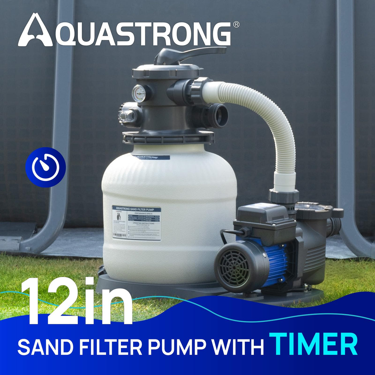 AQUASTRONG timer-programming panel enables automated filtration
