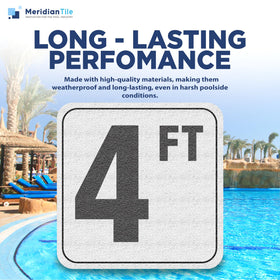 Aquatic Custom Tile adhesive pool signage: easy deck installation with durable readability.