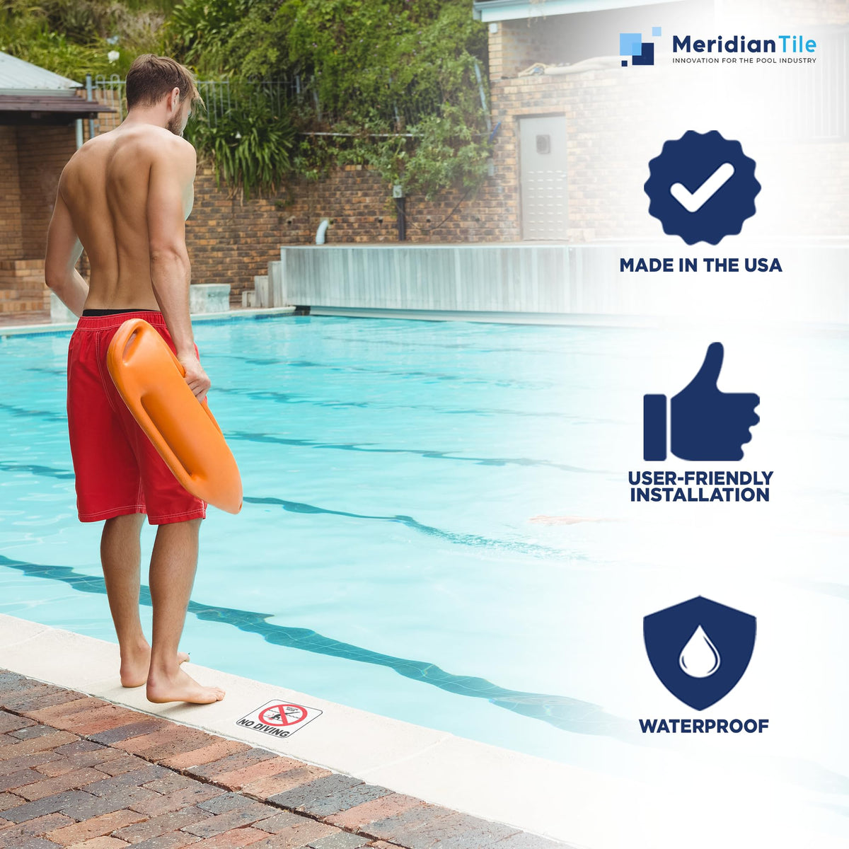 Aquatic Custom Tile deck marker supports above-waterline visibility for swimmers.
