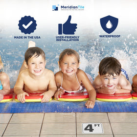 Aquatic Custom Tile deck pool safety marker: clearly readable above waterline for quick reference.
