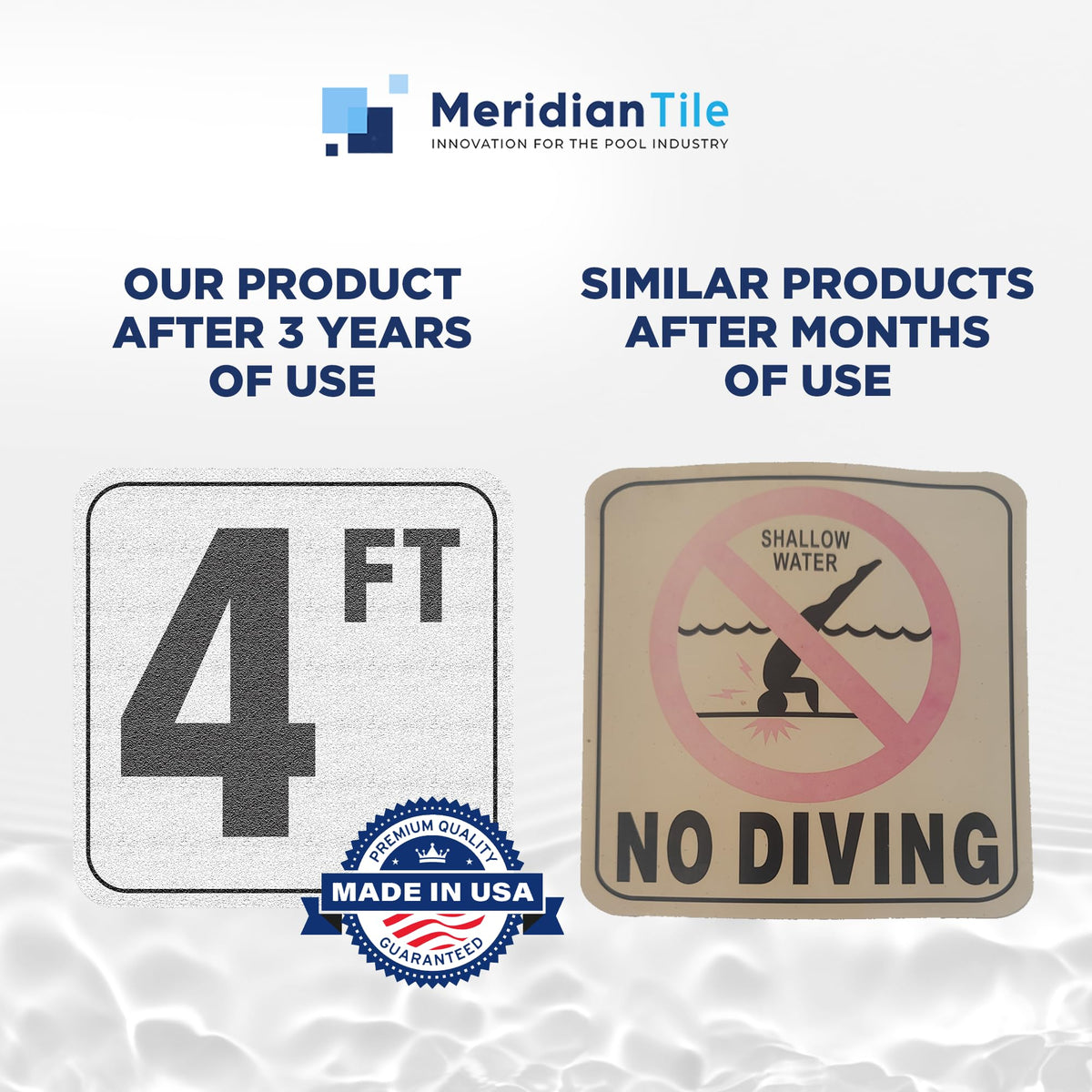 Aquatic Custom Tile skid-resistant sign: improves poolside safety with reliable grip.