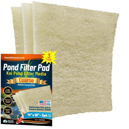 Aquatic Experts beige coarse pond filter pad close-up texture showing filter surface