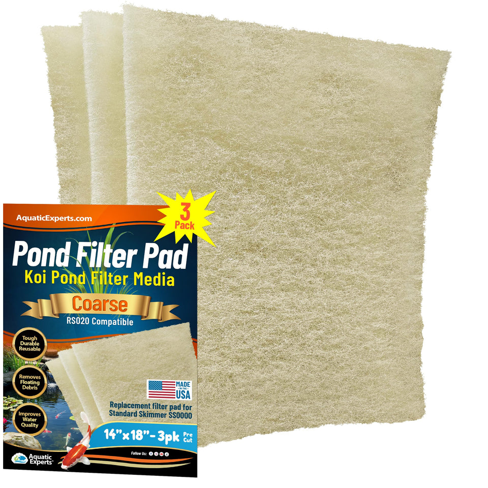 Aquatic Experts beige coarse pond filter pad close-up texture showing filter surface