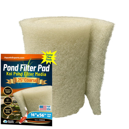 Aquatic Experts beige coarse pond filter pad closeup texture for debris capture