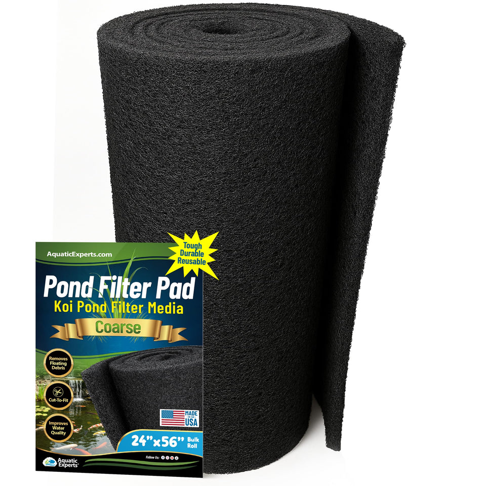 Aquatic Experts Classic Koi Pond Filter Pad Coarse bulk roll in use for clear water filtration.