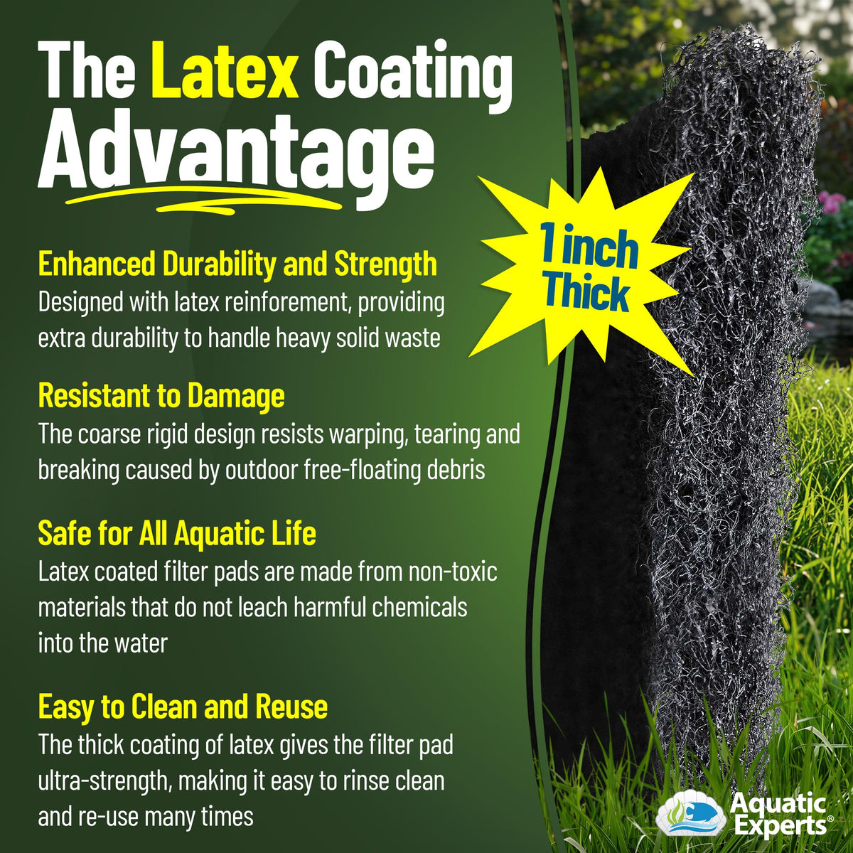 Durable backing of Aquatic Experts Classic Koi Pond Filter Pad Coarse