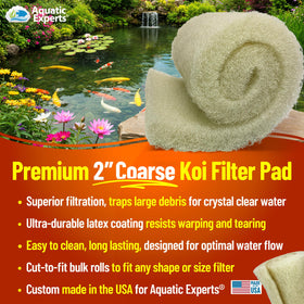 Aquatic Experts Cream Coarse Pond Filter Pad bulk roll ready to cut.