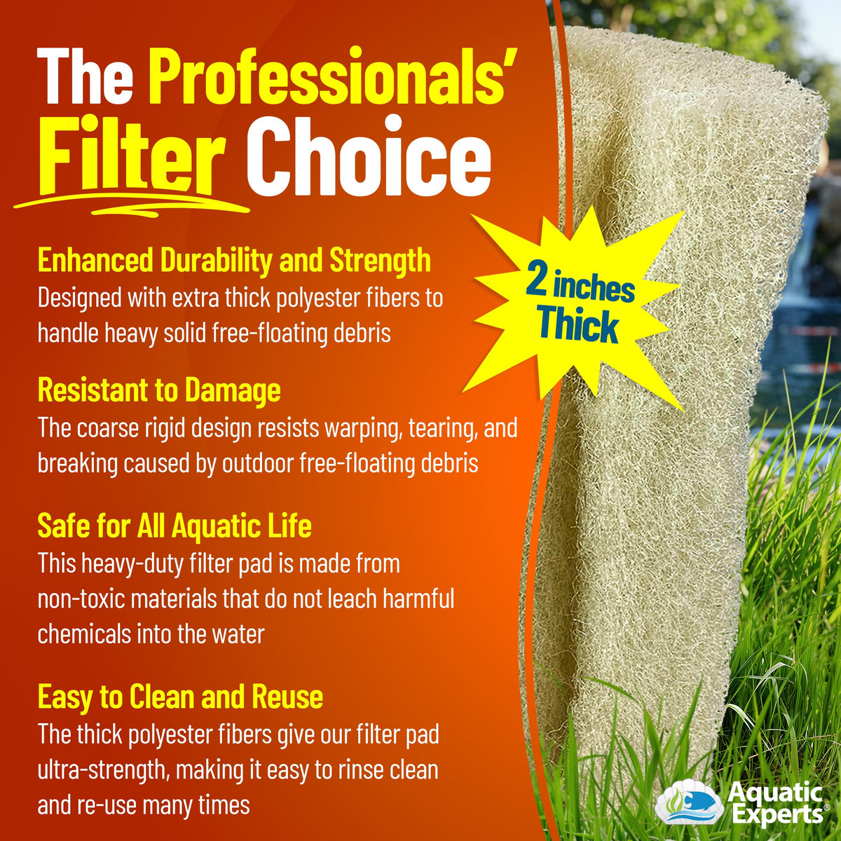 Aquatic Experts Cream Coarse Pond Filter Pad made in USA for reliability.