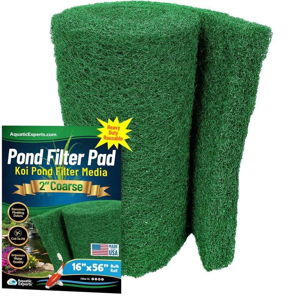 Aquatic Experts green coarse pond filter pad 2 inch thick in roll form for koi ponds.