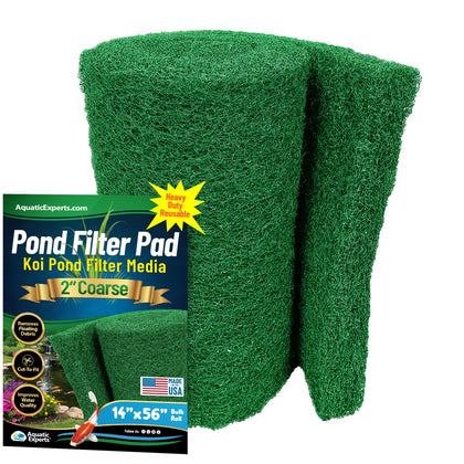 Aquatic Experts Green pond filter pad—2 inch thick for strong water flow.