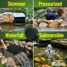 Koi pond filtration in a skimmer box using Aquatic Experts filter pad