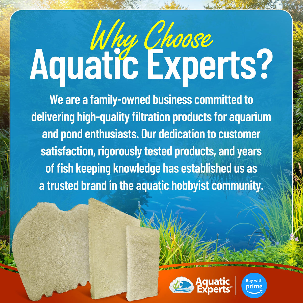 Aquatic Experts scene of koi pond with filter pad in action