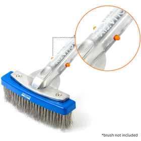 Close-up of Aquatix Pro butterfly V clips durable spring for heavy-duty pool tools.