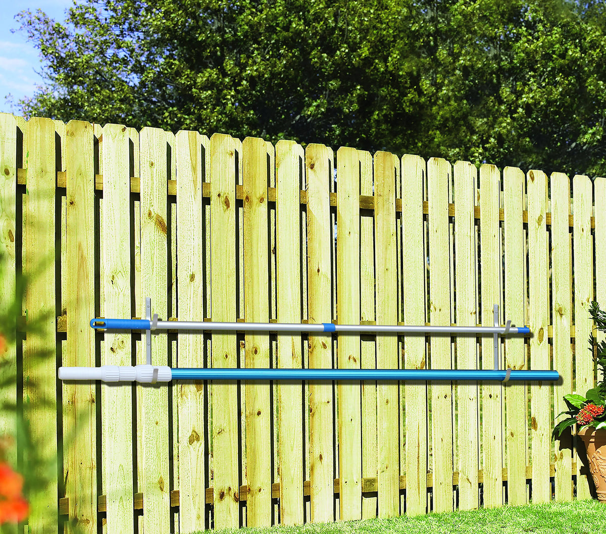 Aquatix Pro outdoor hanger keeps pool tools tidy and within reach