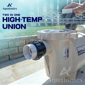 Aquatonics 2in PVC pool pump union assembly for quick installs.