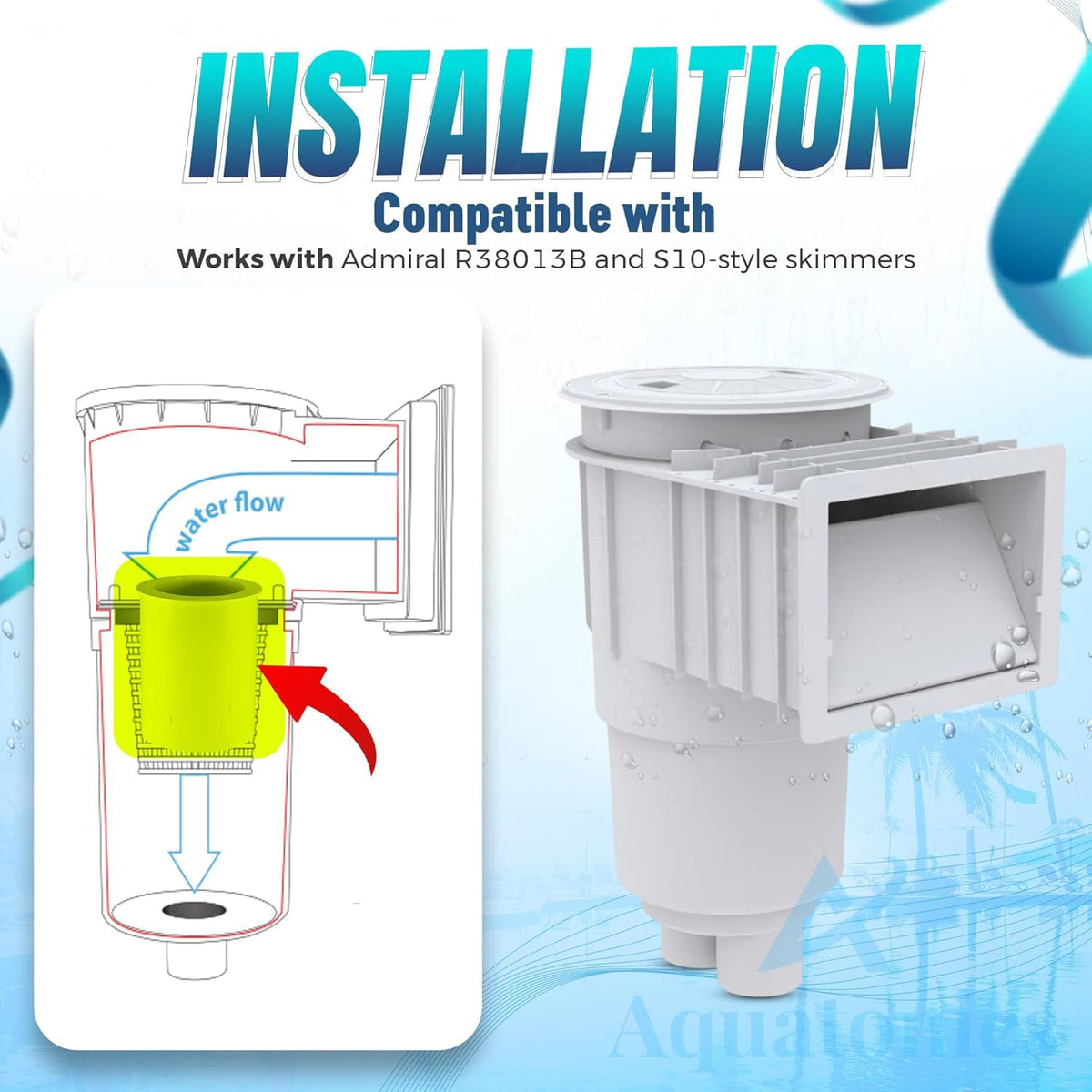 Aquatonics R38013B debris guard keeps leaves and pinecones from reaching the pool pump and filter.