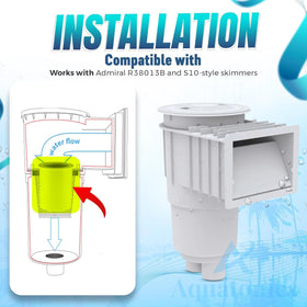 Aquatonics R38013B debris guard keeps leaves and pinecones from reaching the pool pump and filter.