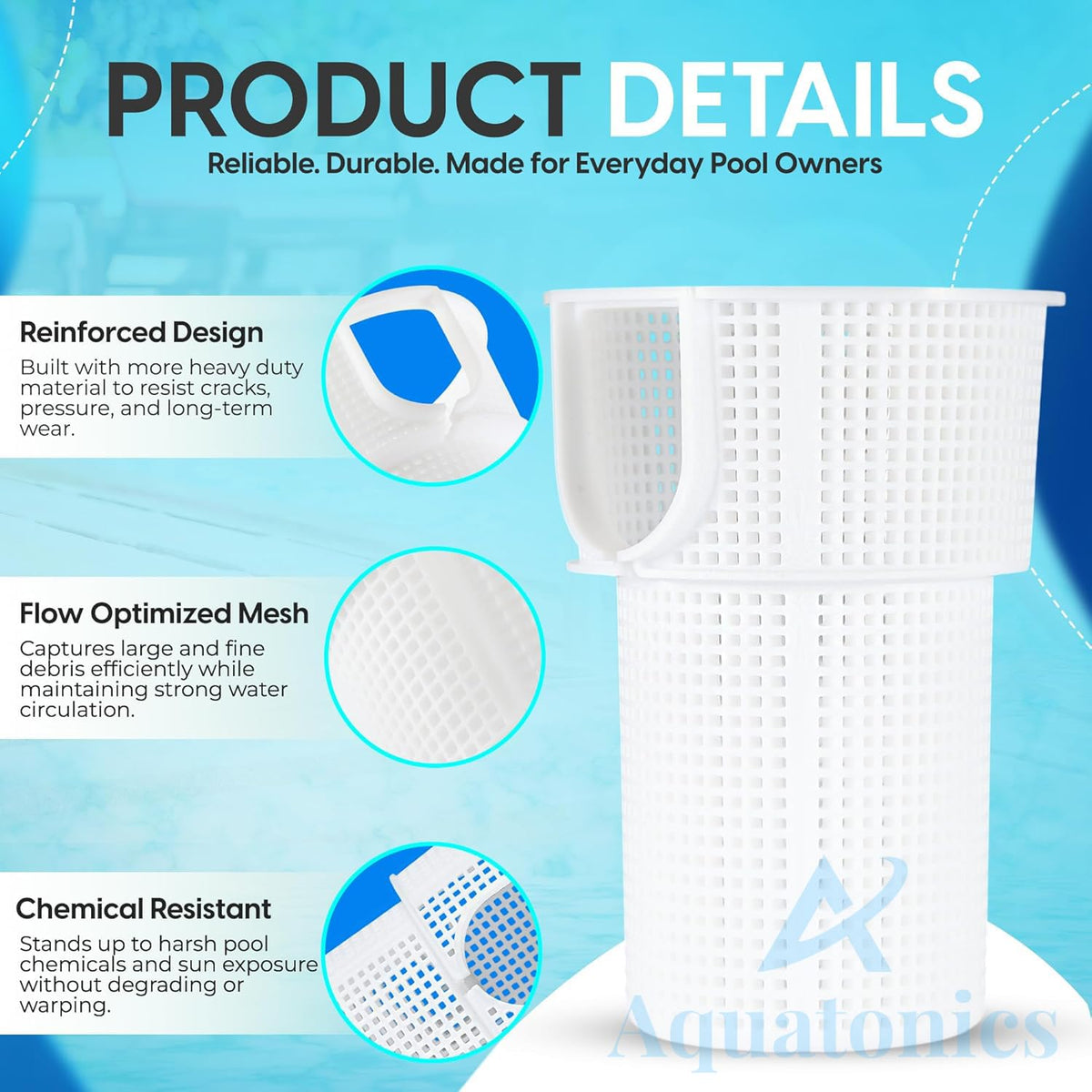 Aquatonics 355667 sturdy plastic design supports compatible inground pumps.