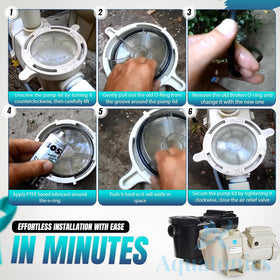 Aquatonics pump lid area seal demonstrating airtight sealing and leak prevention.