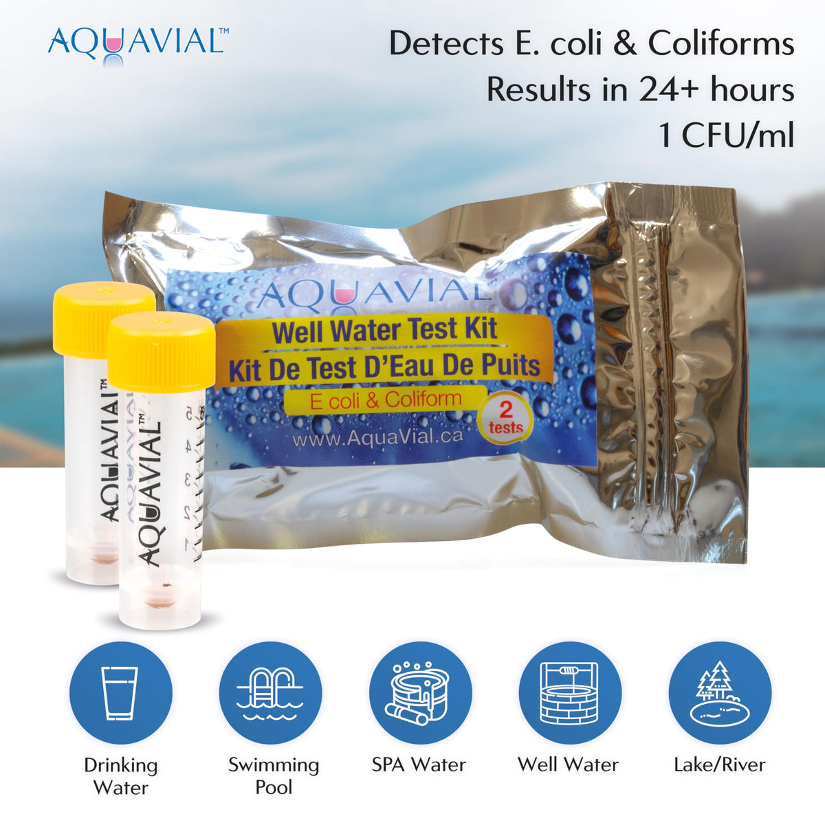 AquaVial 2-pack: convenient dual-test kit for home water quality checks.