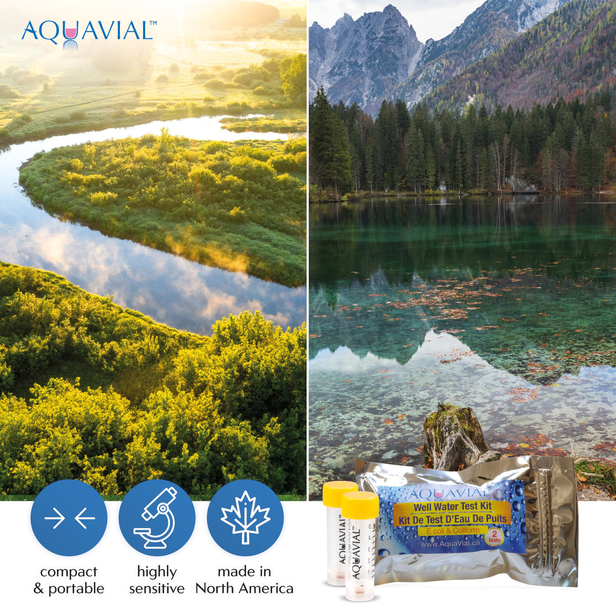 AquaVial quick-read results: pink indicates potential bacteria, enabling timely checks.