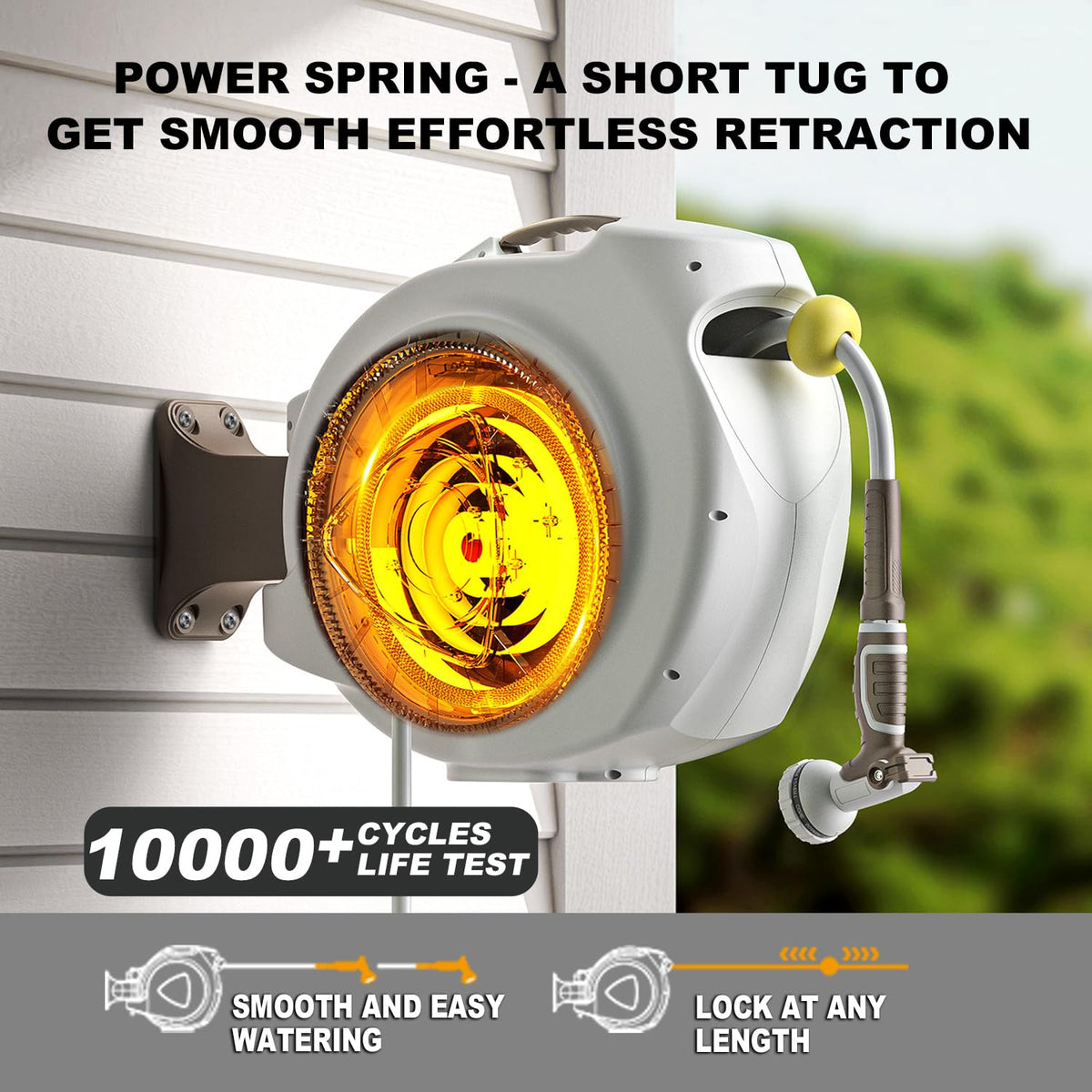 AQUAZILLA 180-degree swivel bracket increases reach around corners for efficient irrigation.