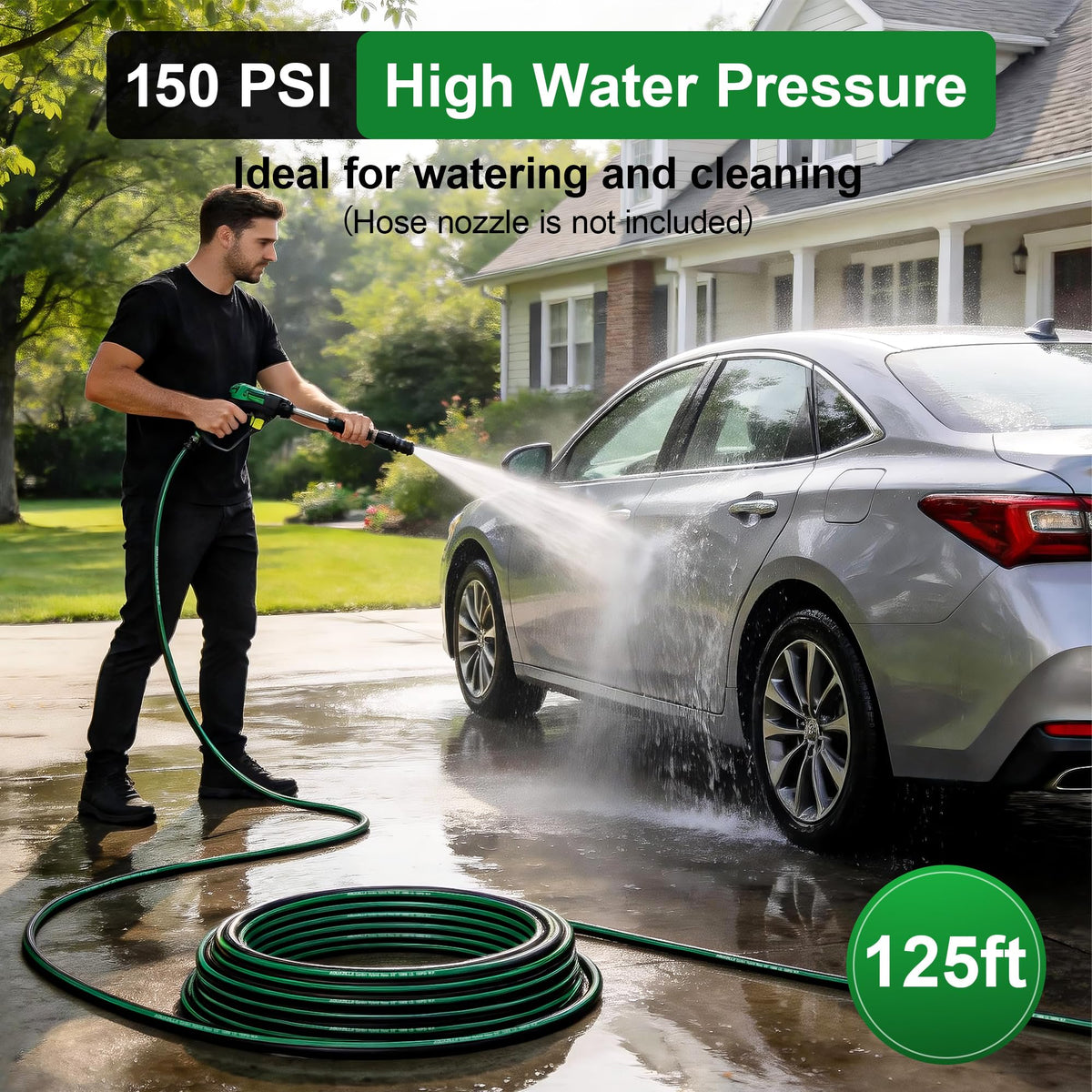 AQUAZILLA all-weather flexible hose stays pliable in extreme temperatures for year-round use