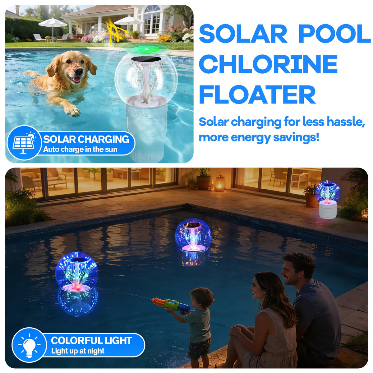 AquClor solar chlorine dispensing floater powered by sunlight