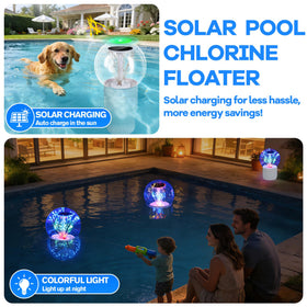 AquClor solar chlorine dispensing floater powered by sunlight