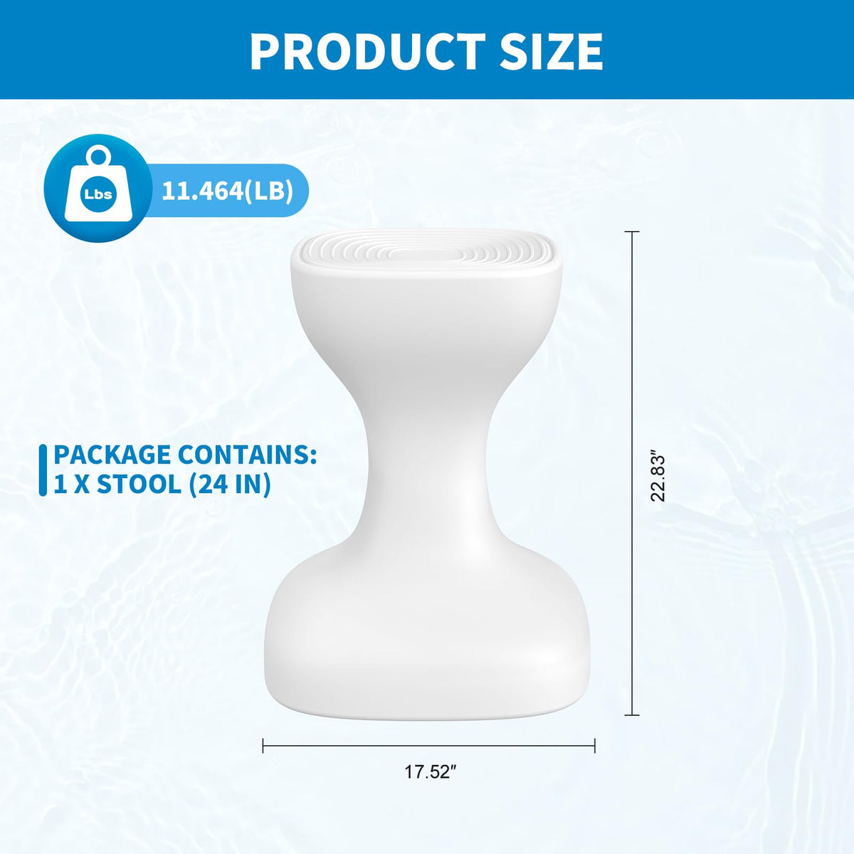 Aquenelle pool stool arranged in a circle for social water-based games.