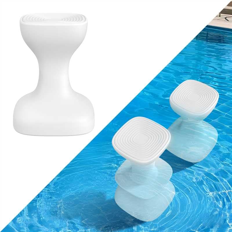 Aquenelle pool stool with foot rest offers stable, comfortable poolside seating.