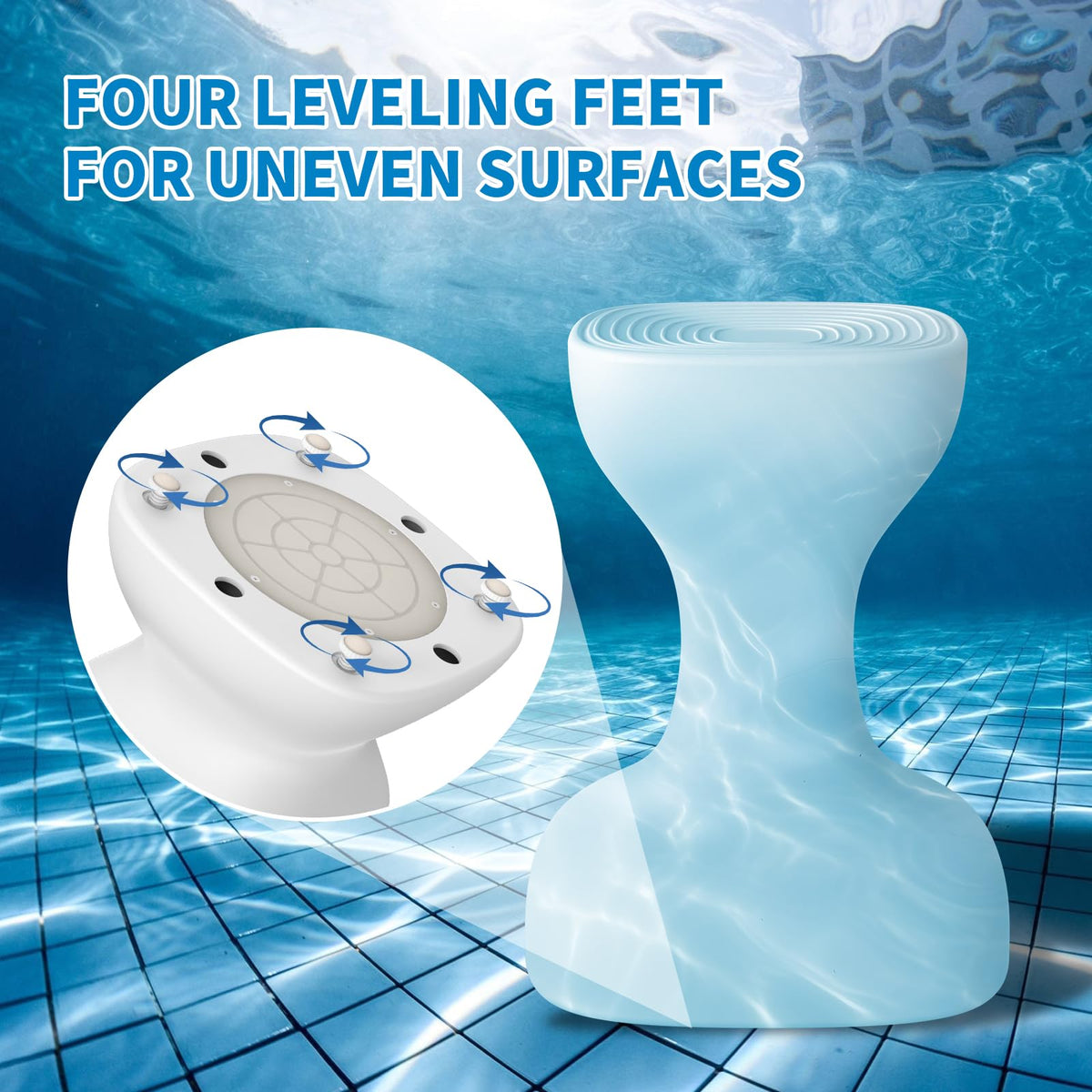 Aquenelle pool stool placed poolside as a practical seating option by the edge.