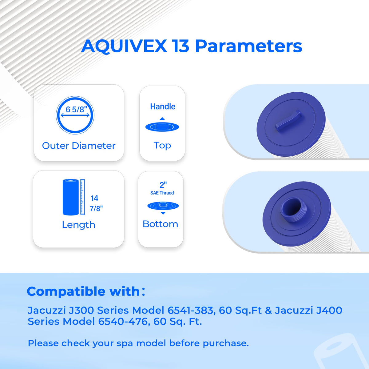 AQUIVEX 6000-383A filter assembly for Jacuzzi-compatible spa system