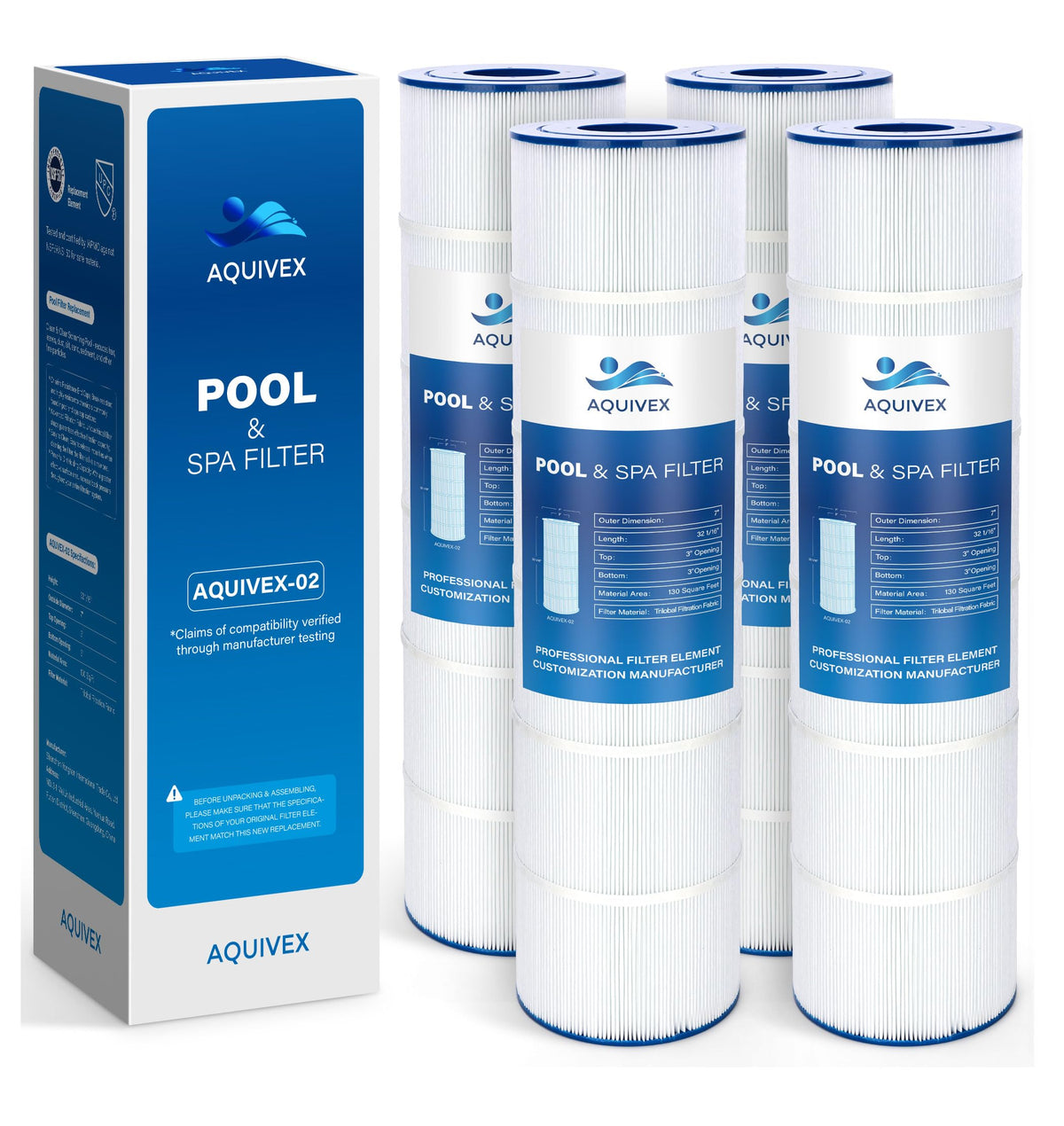 AQUIVEX CCP520 four-pack cartridges ready for replacement and clean water use
