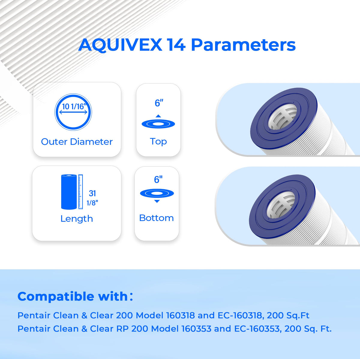 AQUIVEX CCRP200 end-cap assembly designed for crack-resistant performance during cleaning.