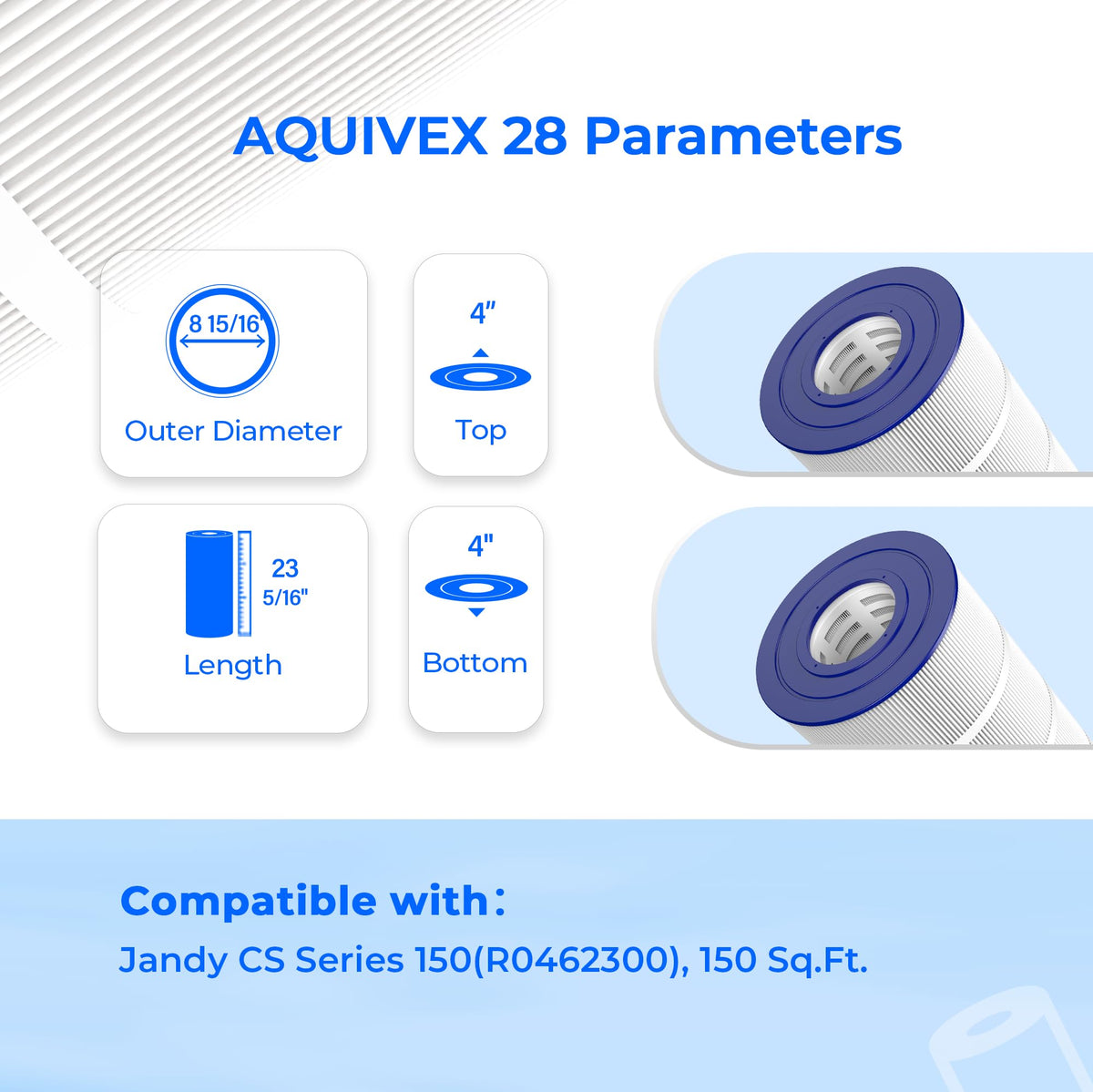 AQUIVEX CS150 end caps structure for durability under pressure