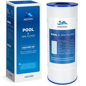 AQUIVEX CS150 filter cartridge top view highlighting durable pool filtration component
