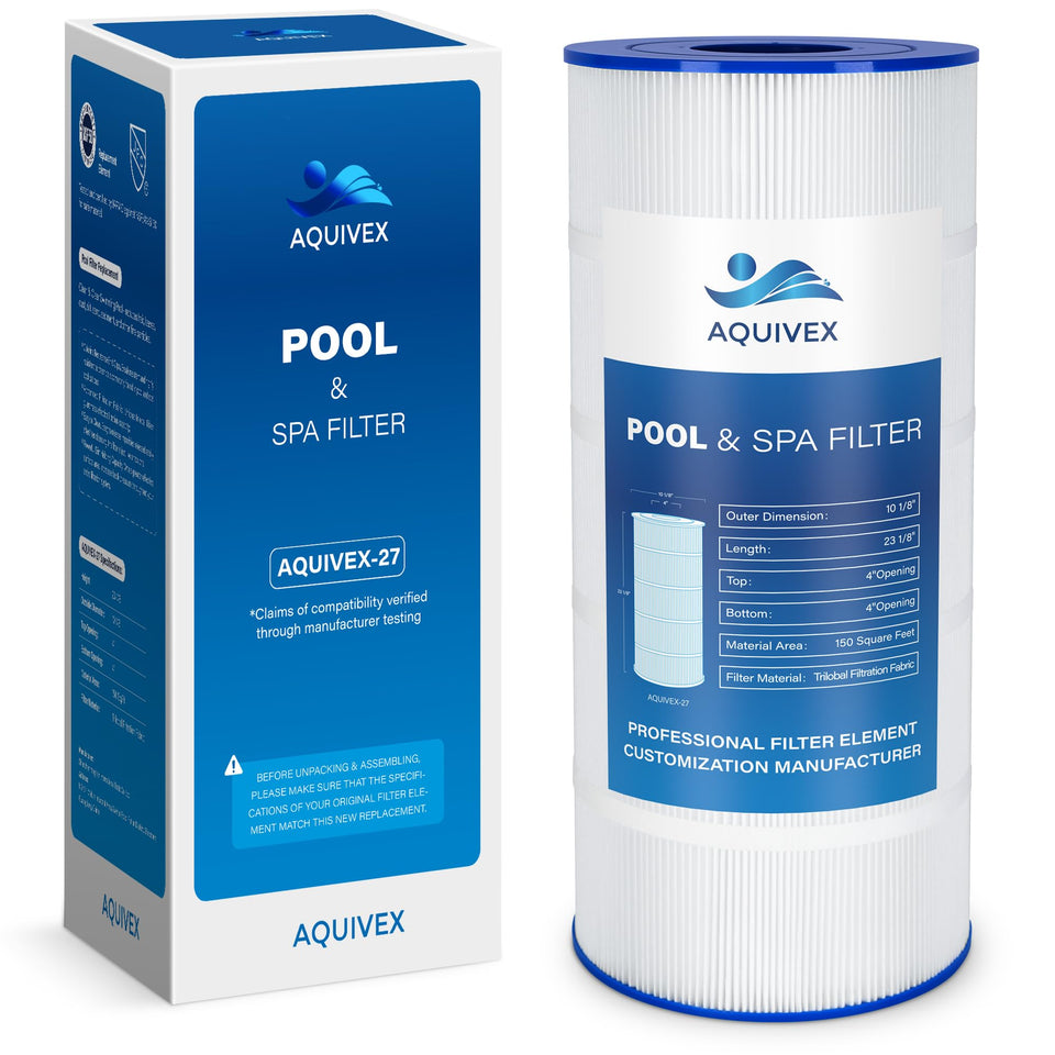 AQUIVEX CX150XRE cartridge full length for compatible pool filtration.