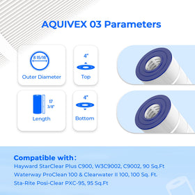AQUIVEX CX900RE filtration area 90 sq ft for strong debris capture.
