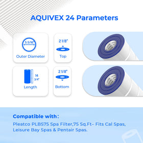 AQUIVEX PLBS75 spa filter media highlights trilobal fibers for high filtration capacity.