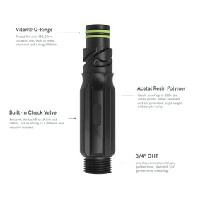 Aquor Durable Polymer Connector highlighting crush-proof design for long-lasting outdoor use