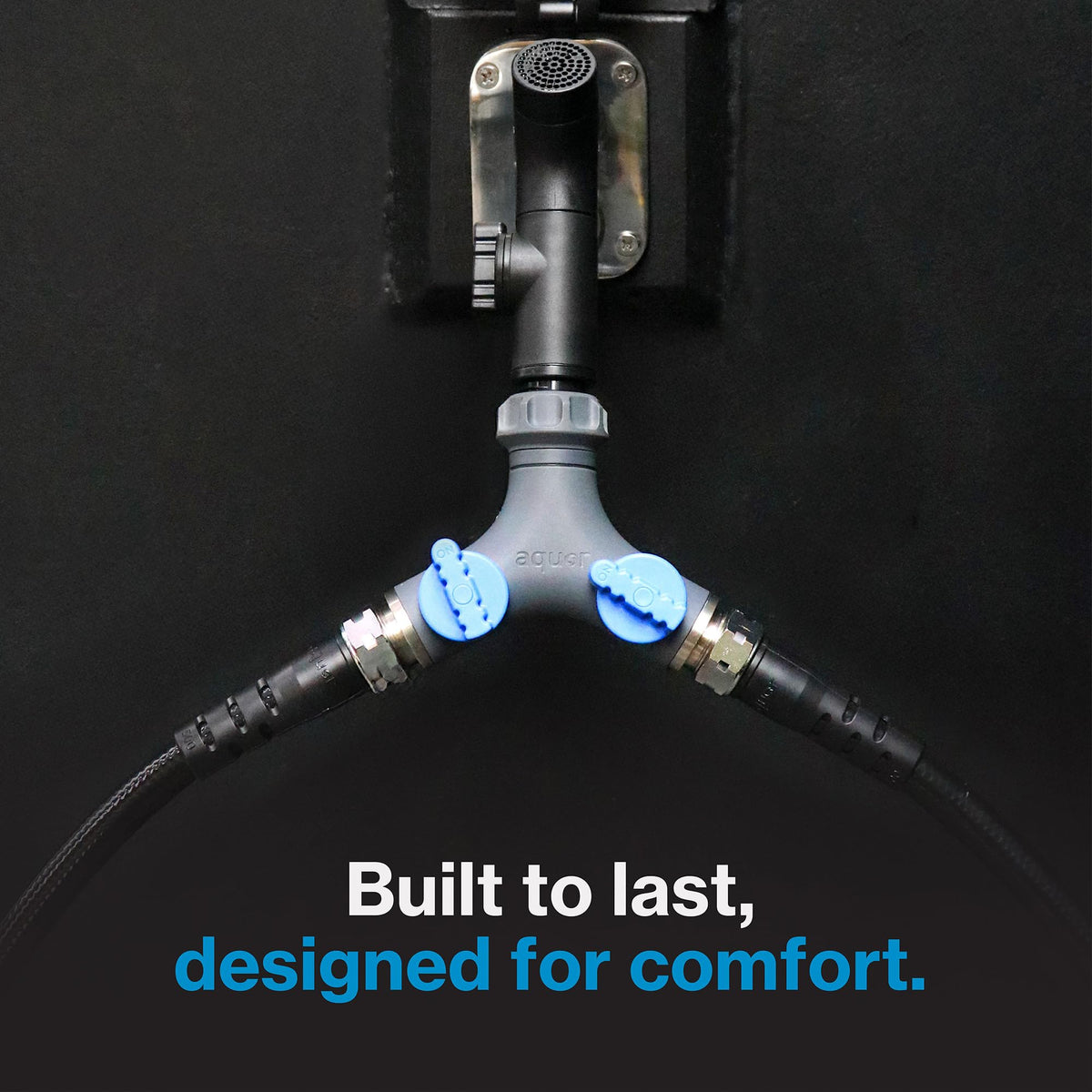 Aquor Y-Splitter swivel-connection enables tool-free tightening and quick setup.
